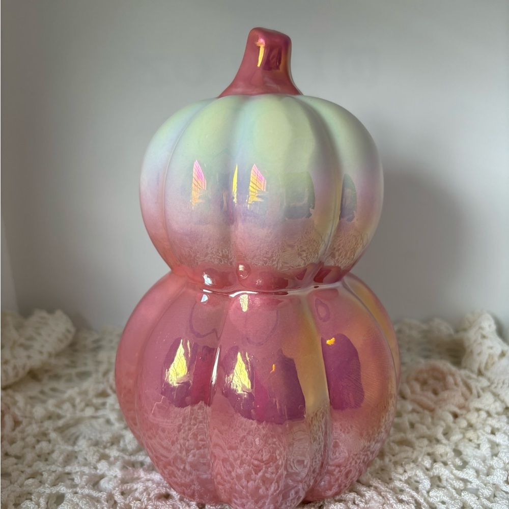 Iridescent Pink  Ceramic Pumpkin